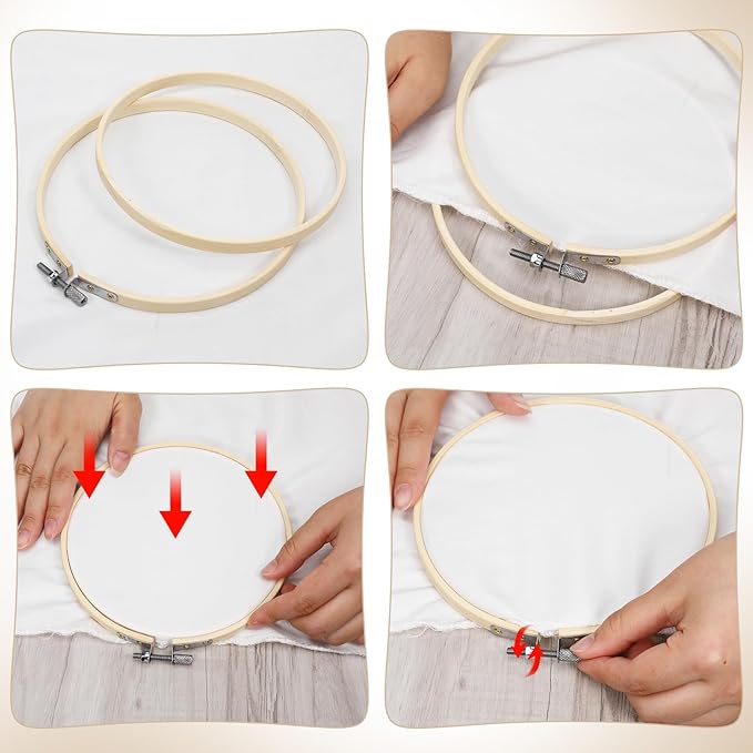 40 Pieces 6 Inch Round Embroidery Hoops Bulk Bamboo Frame Circle Cross Stitch Hoop Ring for Embroidery Art Craft Sewing