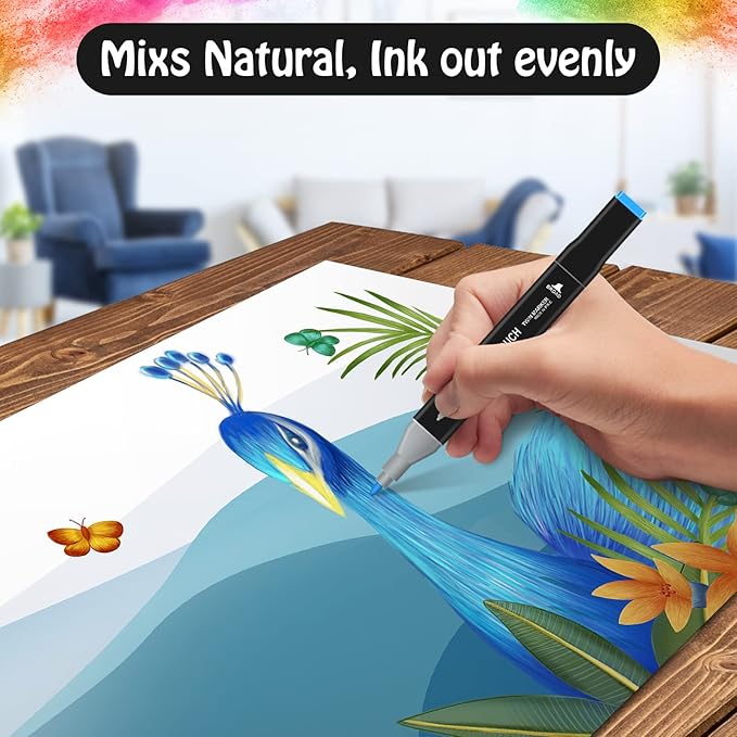 AdamStar Alcohol Markers, 36 Colors Dual Tip Art Markers for Kids & Adult Coloring Sketching Drawing Markers for Artists Paint Markers Pen with Carry Case (36)