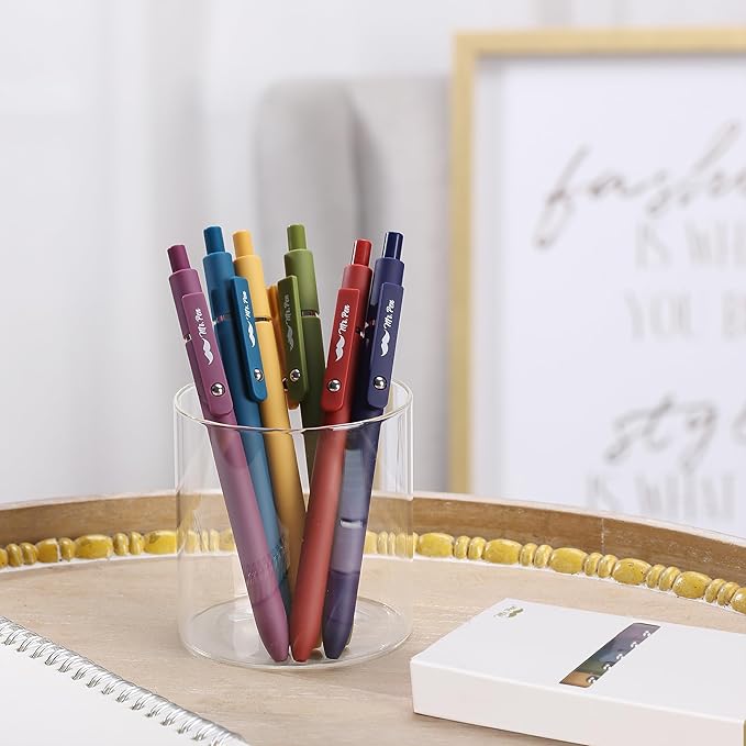 Mr. Pen- Retractable Gel Pens, 6 Pack, Vintage Color Barrels, Black Ink, Fast Dry, Fine Point 0.5mm, Cute and Aesthetic for Journaling