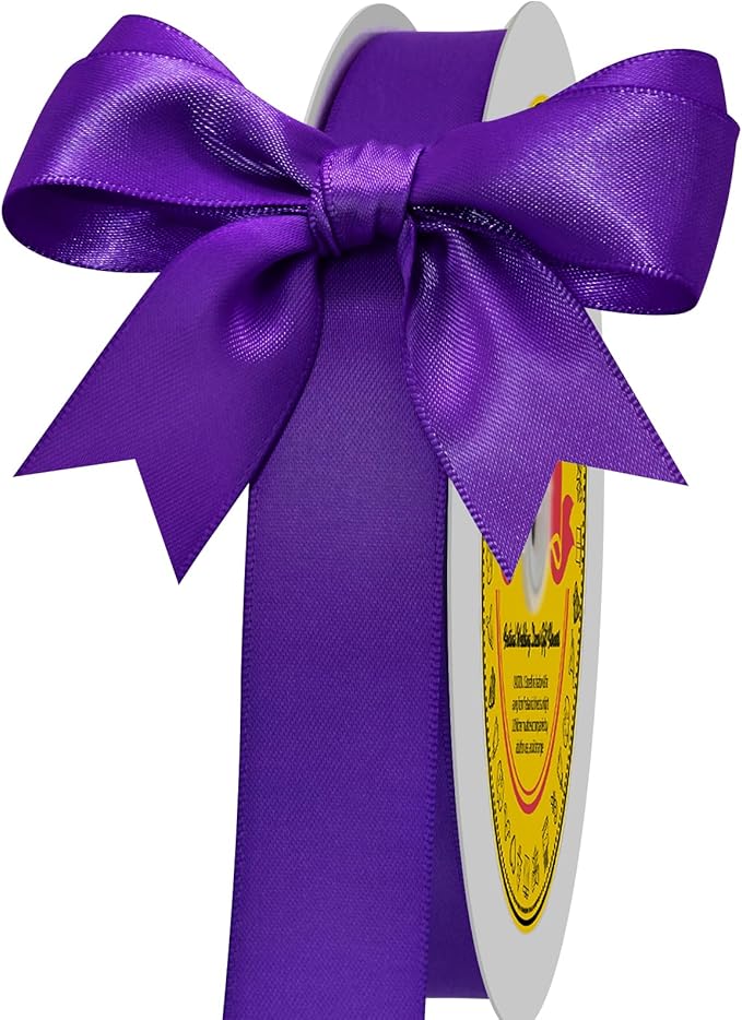 Purple Satin Ribbon 7/8 inch X 100 Yards Polyester Ribbon for Gift Wrapping Very Suitable for Weddings Party Hair Bow Invitation Decorations and More