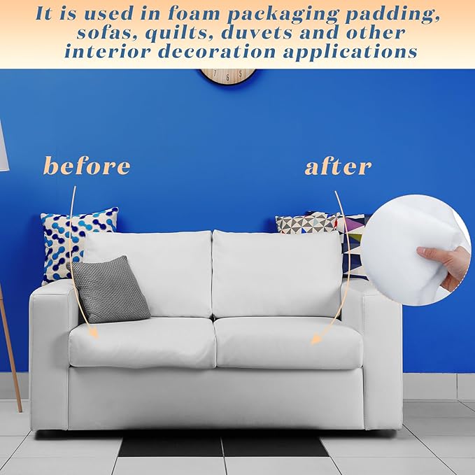 Peryiter 2 Roll Upholstery Quilt Batting 45 Inch x 5 Yard x 0.4 Inch Polyester Batting Multipurpose Fiberfill Stuffing Fabric for Cushion Pillows Bedspreads Interior Decoration Crafts