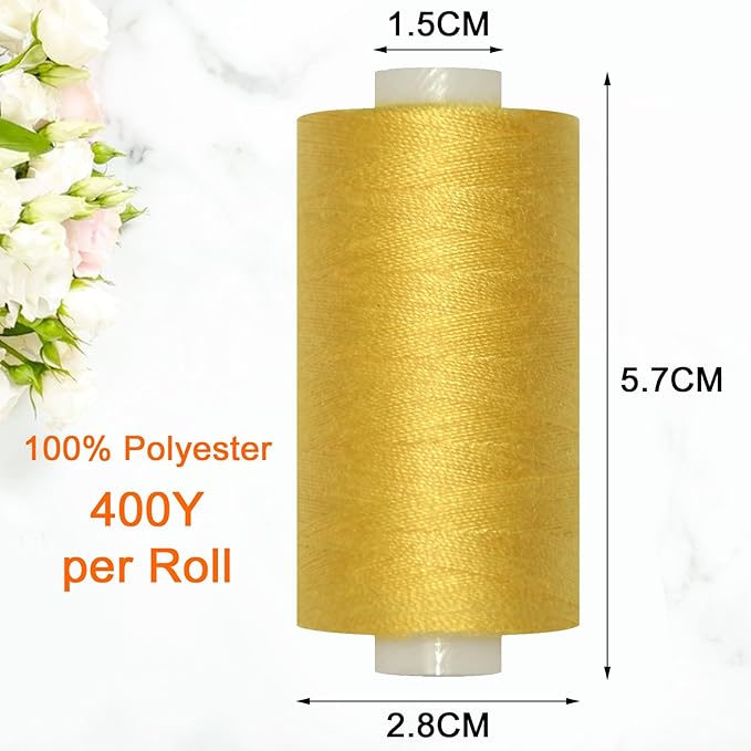 All Purpose Sewing Thread-2 Spools of Hand Polyester Sewing Thread for Sewing Machine for Hand and Machine Sewing(Medium Yellow, 2 spools)