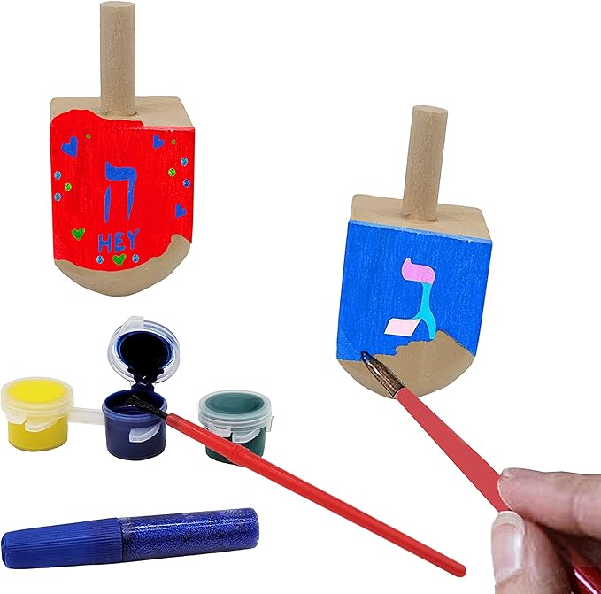 The Dreidel Company Hanukkah Wood Dreidels, Design Your Own Game, DIY 1.5" Inch Unfinished Natural Wooden Chanukkah (100-Pack)