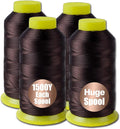 4Pcs Brown Nylon Thread for Sewing,210d/3 Upholstery Thread Heavy Duty,4 Cone of 1500 Yards Each Leather, Weave Needle,Serger Overlock Machine for Sewing Hair