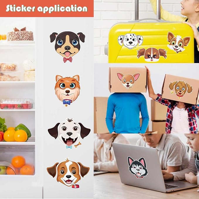 24 Sheets Dogs Make a Face Stickers, Make Your Own Dog Stickers for Kids, Animal Sticker for Birthday Gift Party Favors Supplies Teacher Art Craft, Games School Activity Reward