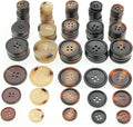 110Pcs Mixed Sewing Buttons, 4-Hole Craft Round Bulk Button for Sewing, Coats, Blazer, Suits, Jean, Pants, 5 Color 3 Size (15mm,20mm,25mm) Brown YIGUANXIN