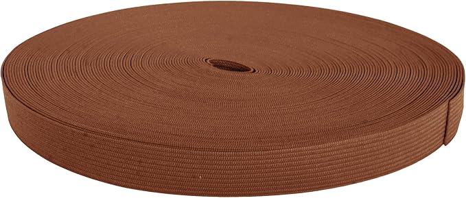 Mandala Crafts Wide 1/2 Inch Brown Elastic Bands Spool for Pants Waistbands Sewing and DIY Crafts, 88 YD Stretchy Flat Fabric Strap Knit Elastic Band for Wig