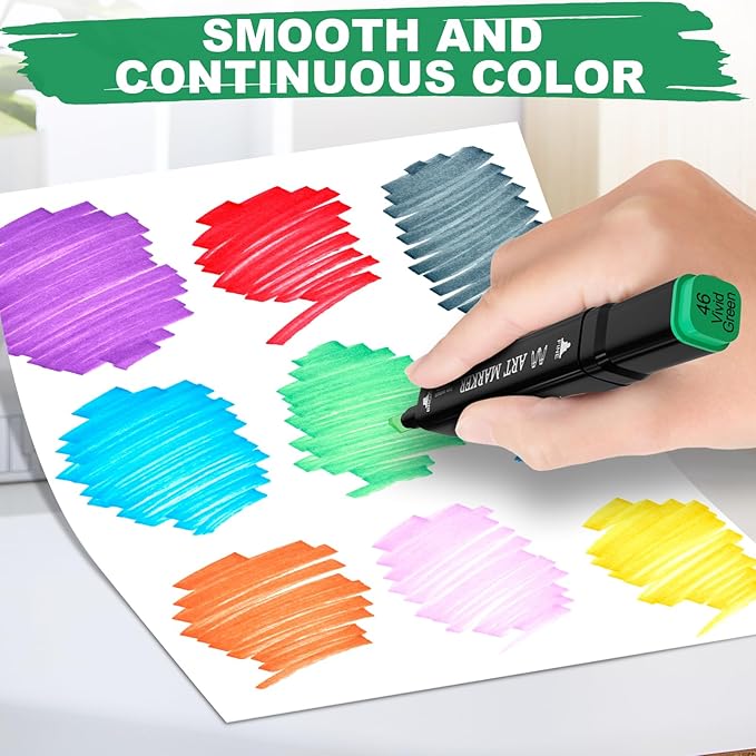 Alcohol Markers, 36 Colors Dual Tip Art Marker, Alcohol Based Markers for Kids Sketching Adult Coloring, Permanent Drawing Marker with Case and Holders