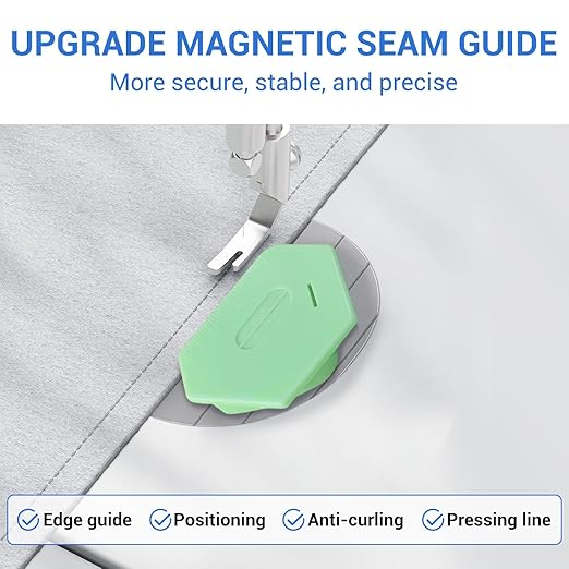 3Pcs Magnetic Seam Guide for Sewing Machine, Multifunctional Polygonal Hemmer Guide with Scale, Universal Sewing Accessories and Supplies (Polygonal Seam Guide)