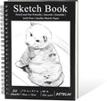 DSTELIN 7.5 x 5.1 Inch Sketch Book, 50 Sheets,100gsm, Spiral Bound Black Hardcover with Dog Cover, Ideal for Sketching and Drawing