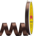 Double Face Brown Satin Ribbon 3/8 inch X50 Yards Polyester Brown Ribbon for Gift Wrapping Very Suitable for Weddings Party Invitation Decorations and More
