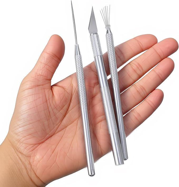 3 in 1 Clay Needle Tools, Wire Feather Texture Tool, Sculpting Ceramics Pottery Carving Tools for Model Clay Supplies, Air Dry Clays Tool for Dotting Sewing Modeling Carving