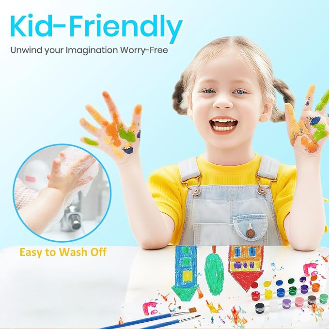 40 Pack Mini Acrylic Paint Set, 12 Colors Washable Acrylic Paint Strips with 80Pcs Painting Brushes for Kids&Adults Paint, 560 PCS Kids Painting Kit for Birthday Party Favor, Classroom, Art Gift