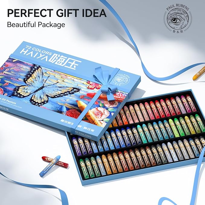 Paul Rubens Oil Pastels Set - 72 Vibrant Colors, Ultra-Soft and Creamy Texture, Easy to Blend for Artists and Beginners - Bullet Head Design for Drawing, Painting, Sketching - New Packaging