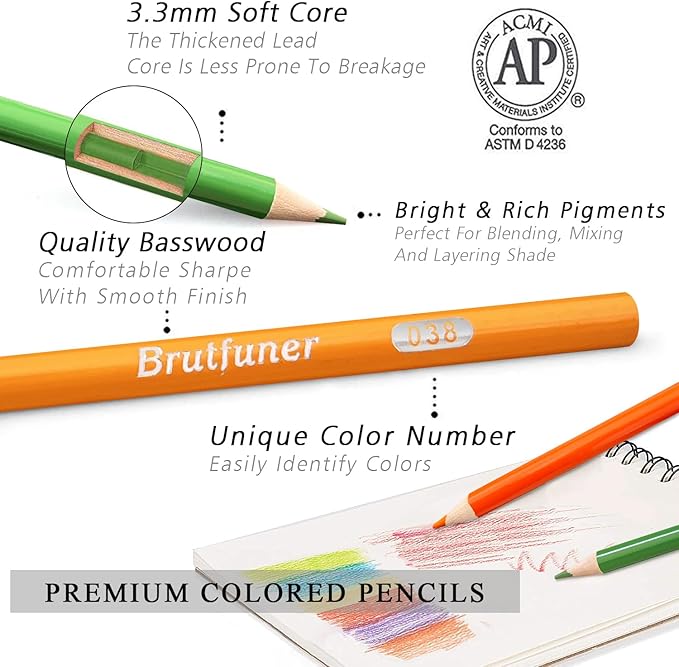 LBW Colored Pencils for Adult Coloring Books, 72 Oil Based Soft Core Professional Color Pencils Set for Artists Beginners Drawing Coloring Sketching Blending