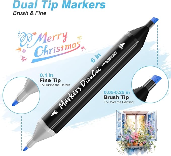 Alcohol Markers 168 Colors,Chisel & Fine Dual Tip Marker Set for Adults,Permanent Coloring Alcohol Markers Perfect Halloween Christmas Gift for Painting Coloring Sketching