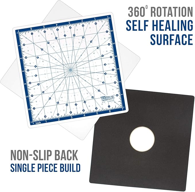 U.S. Art Supply 8" x 8" Self-Healing Cutting Mat 7-Ply - Rotary White/Blue Craft Mat, Non-Slip Cutting Mats for Crafts, Sewing, Quilting, Scrapbooking