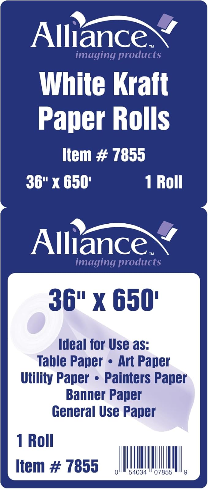 White Kraft Paper Roll for Arts and Crafts 36” x 650’ Ideal for Paints, Wall Art, Easel Paper, Bulletin Board Paper, Gift Wrapping and Kids Crafts - Made in USA