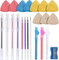 Tailors Chalk,Sewing Fabric Chalk and Fabric Markers for Quilting,10PCS Tailor’s Chalk,4PCS Heat Erasable Fabric Marking Pens with 4 Refills,3 PCS Sewing Fabric Pencils