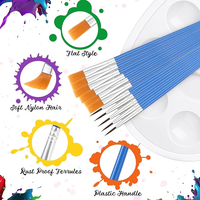 150 Pcs Painting Brushes Palettes Set 100 Watercolor Paint Brushes 50 Tray Palettes Art Classroom Supplies Paint Party Favors for Adults Students Classroom Birthday Party(Blue)