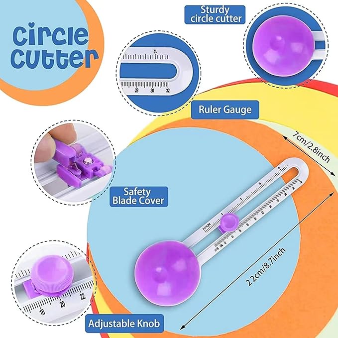 Circle Cutter, Circle Cutters for Paper Crafts, Paper CircleCutters, Circle PaperCutters, Circular Cutters, Cardboard Circle Cutter, Adjustable Craft Cutting Tools, Cutting Diameter 4'' to 12.5''