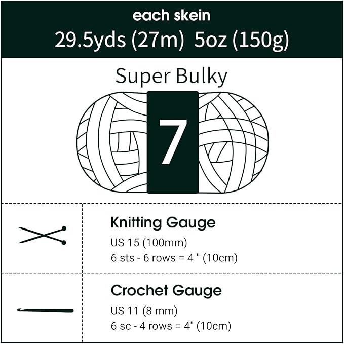 HOMBYS Dark Green Chunky Chenille Yarn for Hand Knitting,Fluffy Soft Jumbo Yarn Crocheting,Super Bulky Big Yarn for Chunky Blanket,Large Thick Arm Knitting Yarn,8 Pack Plush Yarn