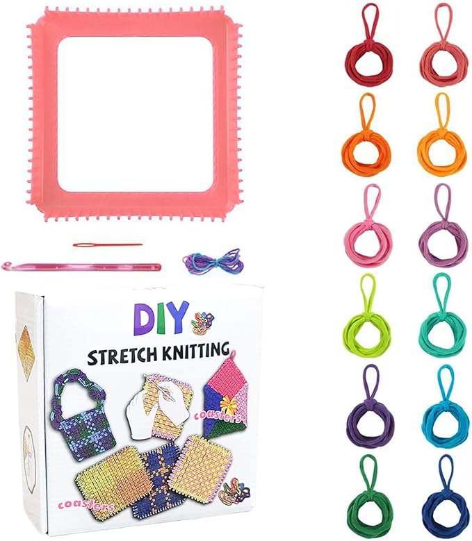 HIKSYJIE Weaving Loom Kit DIY Craft Set for Adults, Potholder Loop Knitting Activity, Great Gift for Creative Minds, Includes 224 Craft Loops and 7" Loom for Beginners