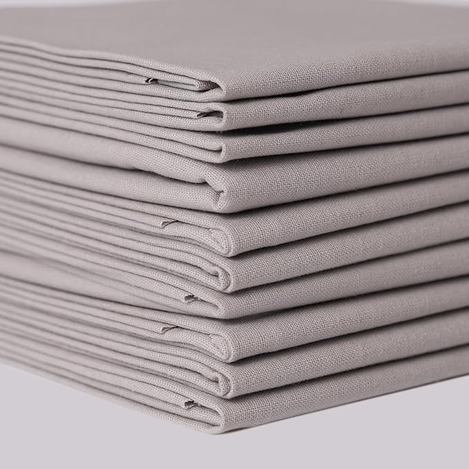 10 Pieces 18 x 21 Inches Cotton Fabric Precut Quilting Fabric Bundles Solid Colors Layer Cakes Quilt Material for DIY Craft Sewing Embroidery (Grey)