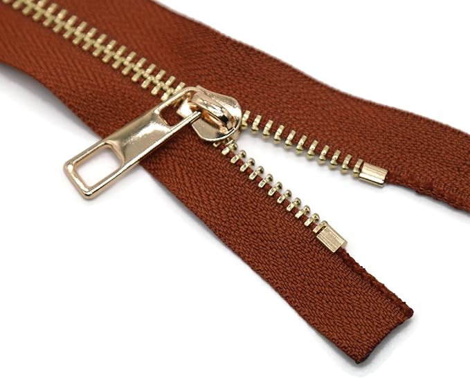 #5 Gold Metal Zipper - 50+ Colors - 3 PCS - (4-14 inches) Sizes - Luxury Lightweight Handcraft Metal Zippers with pulls for Purses Bags Pockets Shoes Sewing & Crafts DIY ZP024712