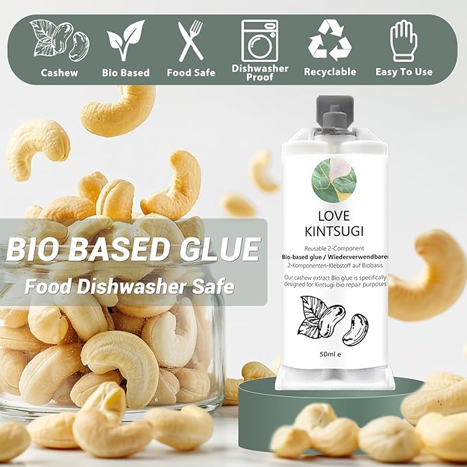 1DFAUL Bio Kintsugi Repair Kit Gold Food Safety Repair Your Meaningful Pottery, Dishwasher Safety, Perfect for Beginners, Bring Japanese Art to Your Home