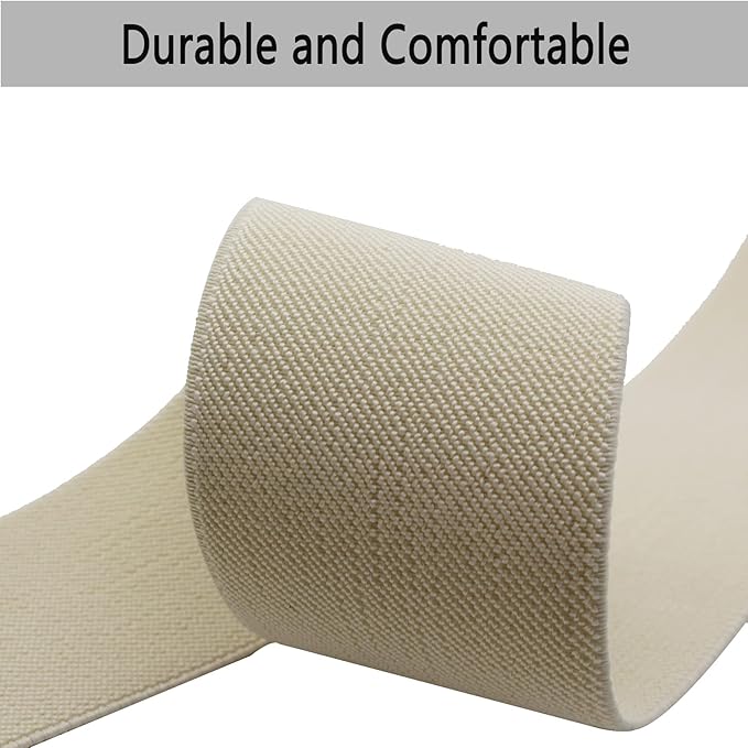 Dortrue 2 Inch 5 Yards Off White Sewing Elastic Band Heavy Stretch High Elasticity Elastic Spool for Sewing Pants Waistband, Straps, Craft DIY Projects