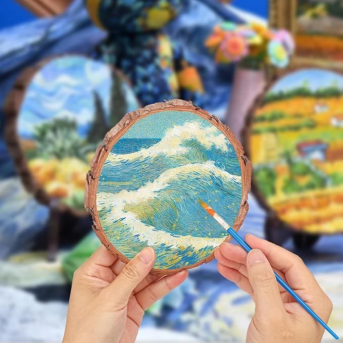 26 PCS Unfinished Wood Slices for Centerpieces, 5.5-6.3 Inch Natural Wood Slices with Tree Bark Pine and Wood Rounds Discs for DIY Crafts, Centerpieces, Art & Decor