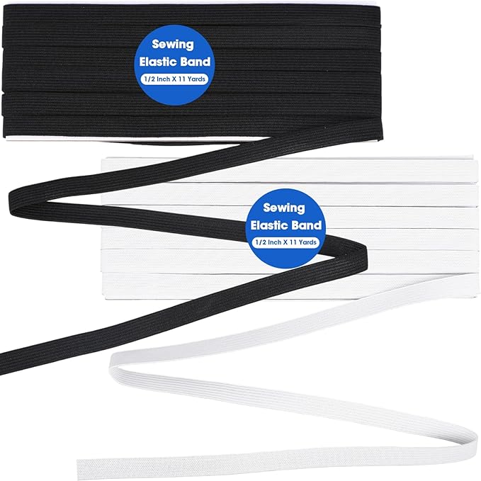 Shappy Elastic for Sewing Knit Elastic Band (1/2 Inch X 22 Yards,Black and White)
