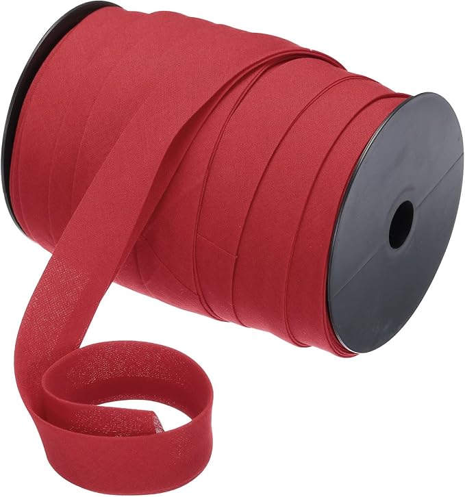 MECCANIXITY 1 Inch Double Fold Bias Tape Polyester Continuous Bulk Bias Tape for Sewing,Seaming Quilting Hemming Binding Crafts (Wine Red 55 Yards)