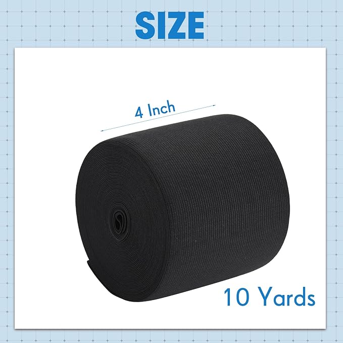 EBOOT 1 Pcs Elastic Spool (4 Inch X 10 Yard,Black)