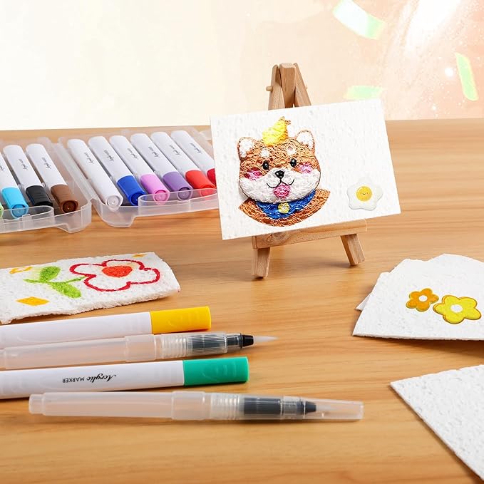 Gtyuoo Magic Puffy Paint,3D Drawing Magic Canvas Sponge,Puffy Popcorn Drawing Texture Painting Kit,Puffy Popcorn DIY Painting Kit