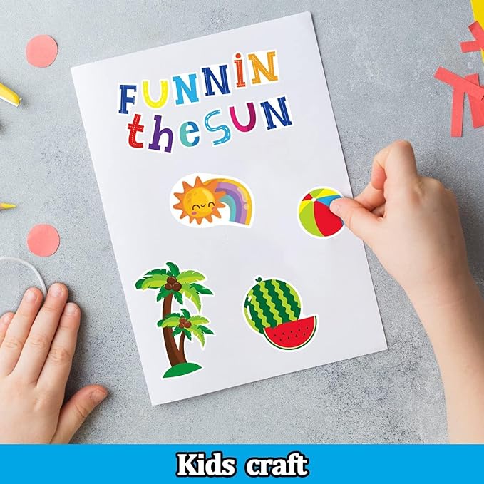 Partywind 32 Sheets Hawaiian Stickers for Party Decorations, Cute & Waterproof Stickers for Bottle/Scrapbook/Laptop & Beach Pool Party Supplies