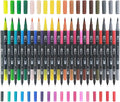 Markers for Adult Coloring Books No Bleeding, Set of 36 Colors, Coloring Pens for Adults, Dual Brush Marker Pens with Fine & Brush Tips, Art Supplies for Drawing, Calligraphy, Sketching and Doodling.