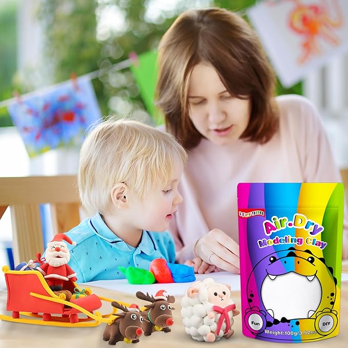 iFergoo White Air Dry Clay, DIY Creative Modeling Clay for Kids, Super Light Magic Clay for Kids Age 3-12, Safe & Non-Toxic, School Art & Craft Project, Great Gift for Age 3-12 Boys & Girls