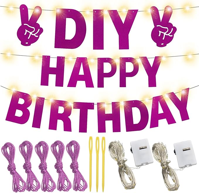 DIY Customizable Banner Letter Banners Party Supplies for Mermaid Party（Glitter Purple）