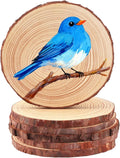 FSWCCK 6 PCS Unfinished Wood Slices for Centerpieces - 6-7 Inch,Round Natural Discs with Tree Bark, Wooden Cookies Circles for Crafts Christmas Ornaments, Rustic Wedding Decor,Table Decoration(6"-7")