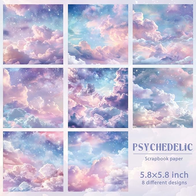 16 Sheets Scrapbook Paper, Vintage Decorative Scrapbook Supplies for Junk Journal Card Making Picture Art Collage DIY 5.8x5.8 inches