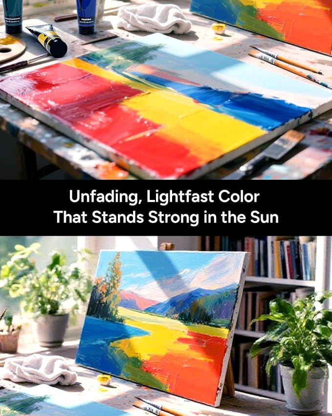 JusArt Acrylic Paint,Titanium White Paint Tubes (250ml /8.45 oz Non-Toxic & Rich Pigment Art Craft Paints for Canvas Painting, Wood, Fabric, Stone, Ceramics, Art Supplies for Artists, Adults