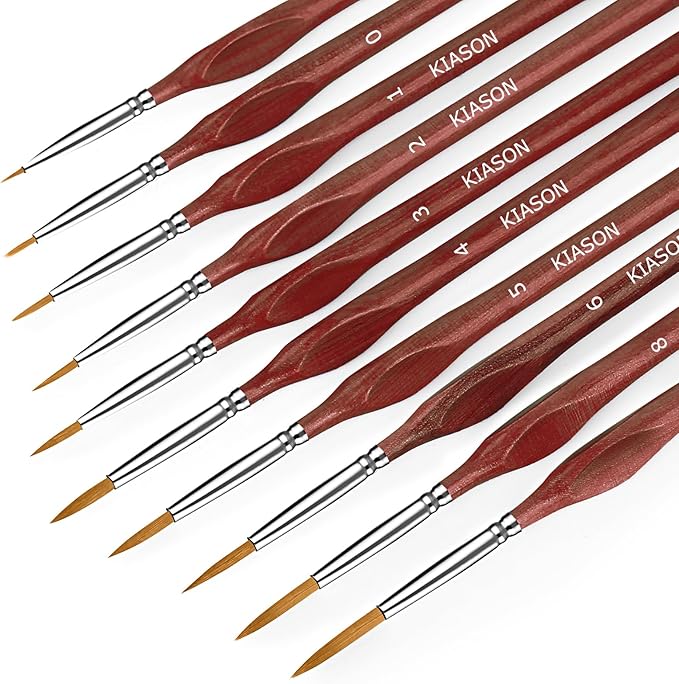 10PC Miniature Paint Brush for Fine Detailing, Detail Paint Brush,Small Painting Brushes for Art, Crafts, Acrylic, Watercolor, Model, Face, Paint by Number, Figurine (Brown)