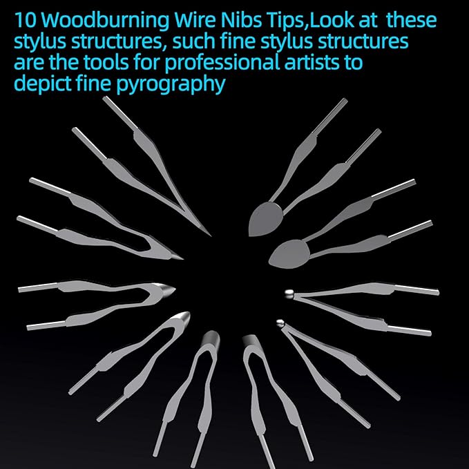 FIRElood Wood Burning Kit,Wood Burning Tips Wood Burner tip,Burning Tool Wood Burning High impedance Nickel-Chromium Wire Pen tip Wood Burning Tool Pen tip nibs for Writing Instruments Pen nibs