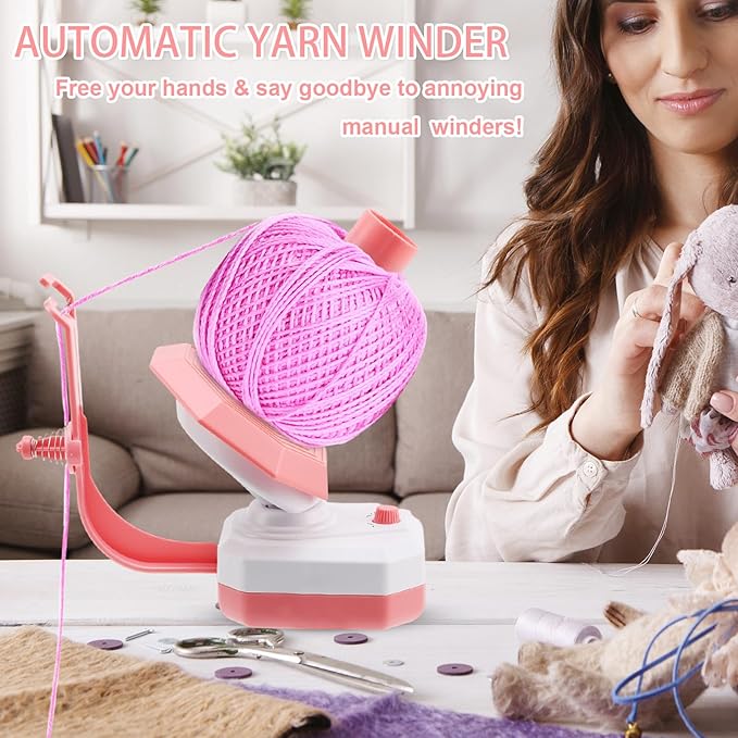 Yuehuamech Yarn Winder, Electric Yarn Ball Winder for Crocheting, 10oz Large Capacity Stepless Speed Control Automatic Yarn Spinning Machine Ideal for Crochet Enthusiasts