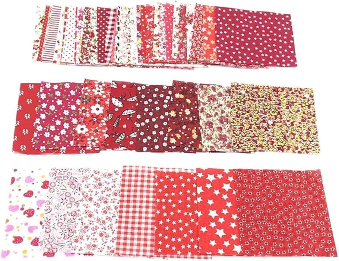50Pcs 4" x 4" Cotton Craft Fabric Vintage Cotton Fabric Bundle Printed Floral Patchwork Plain Cloth Floral Precut Fabrics for DIY Art Sewing Quilting Scrapbooking (Blue)