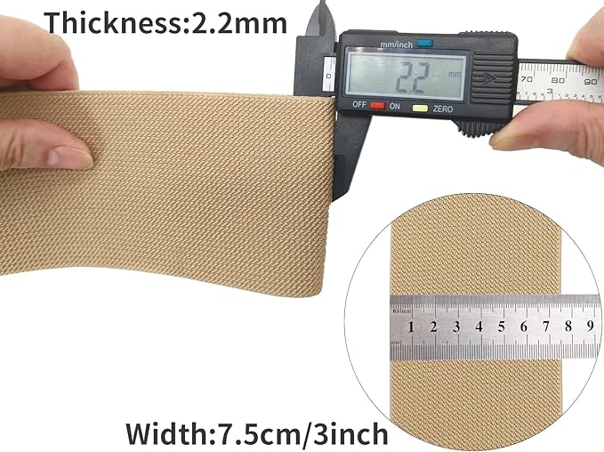 Khaki Wide Knit Elastic Band for Sewing 3 inch 5yards Double-Side Twill Woven Elastic Heavy Stretch Elastic Spool Band for Sewing Pants Waist-Wigs-Skirts-Craft-DIY Projects