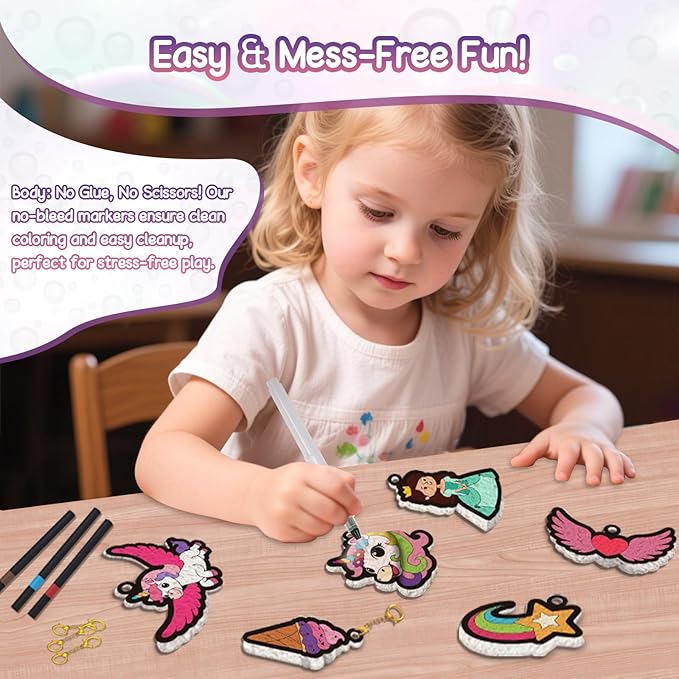 Taotuo Magic Foam Texture Painting Kit - 3D Art Puffy Paint Kit, Princesses & Unicorns,15 Mess-Free Paint by Number Craft for Kids Ages 3-10
