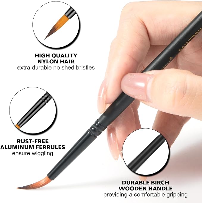 Watercolor Brushes Professional Set，12pcs Artist Watercolor Paint Brushes，Round Painting Brush for Watercolor, Acrylics, Ink, Gouache(Black)